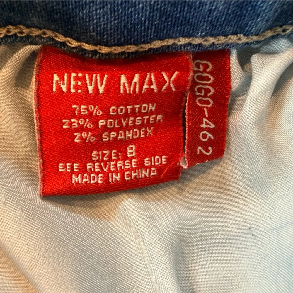 New Max Women’s Wide Straight Leg Blue Jeans Rhinestones 8 High Waist Stretch - Picture 2 of 7